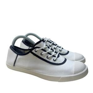 Toms White Black Trim Lace Up Casual Comfort Cap Toe Sneaker Women 10